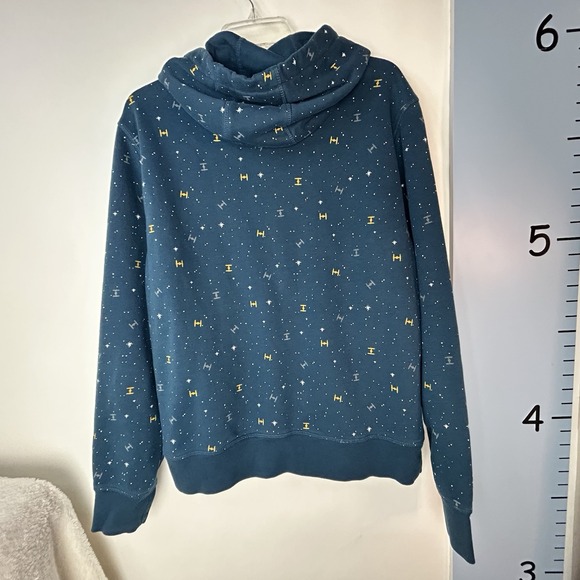 Star Wars All Over Graphic Print Dark Blue Stars & Ships Unisex Hoodie Large - Picture 5 of 15
